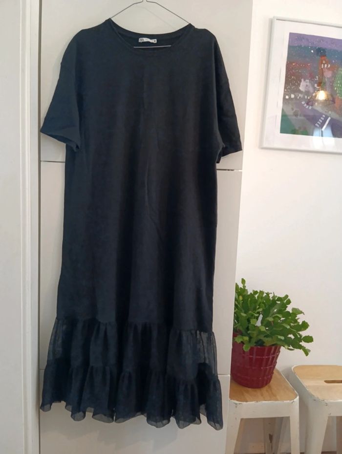 Robe longue Zara noire bas tulle taille L - photo numéro 4