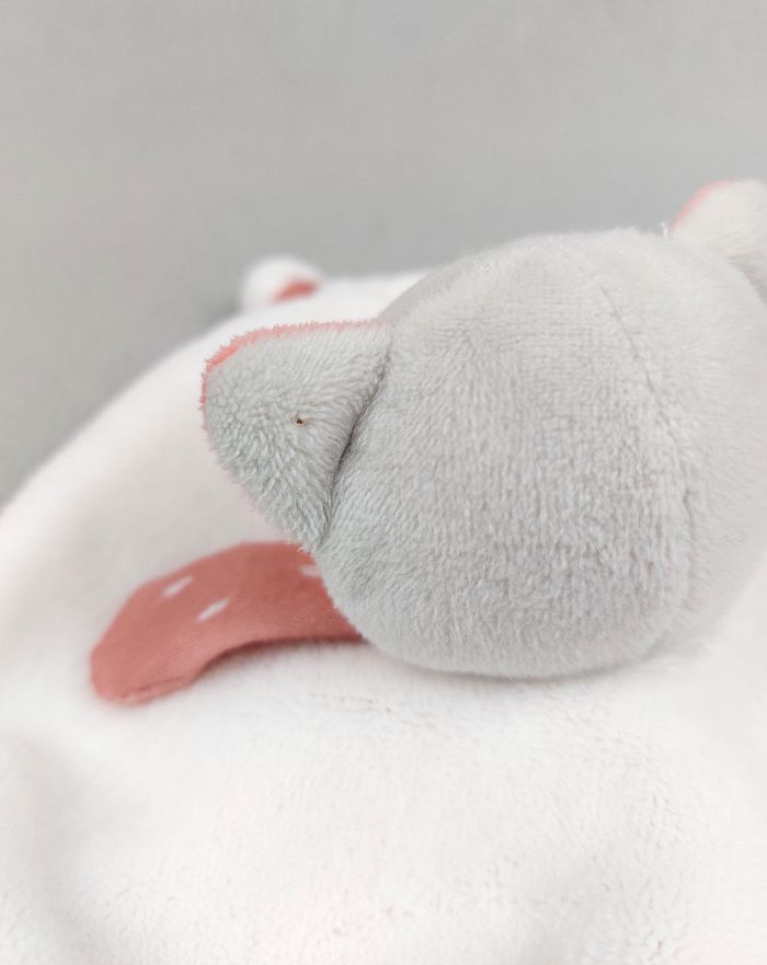 Doudou et Compagnie chat plat Méli Mélo blanc gris rose corail étiquette patte - photo numéro 3