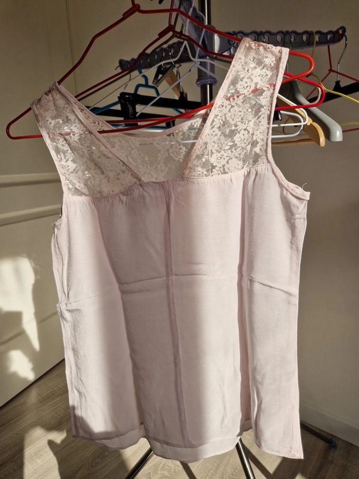T-shirt Nafnaf rose pale dentelle  34 - photo numéro 2