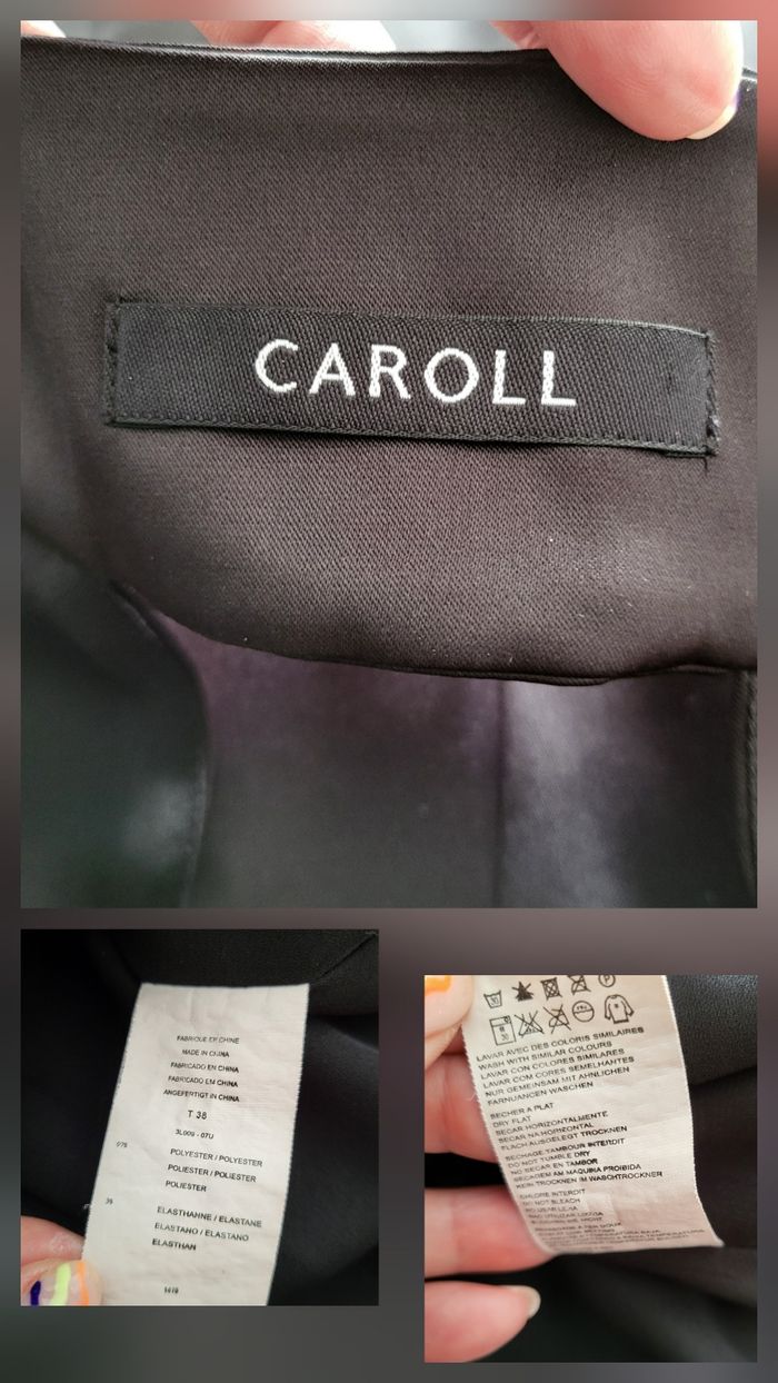 Robe cocktail noire satinée en excellent état taille 38 Caroll - photo numéro 10