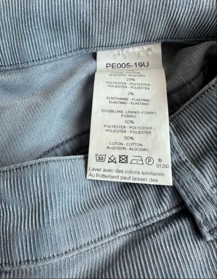 Pantalon Caroll velours côtelé taille 36 bleu ciel - photo numéro 10