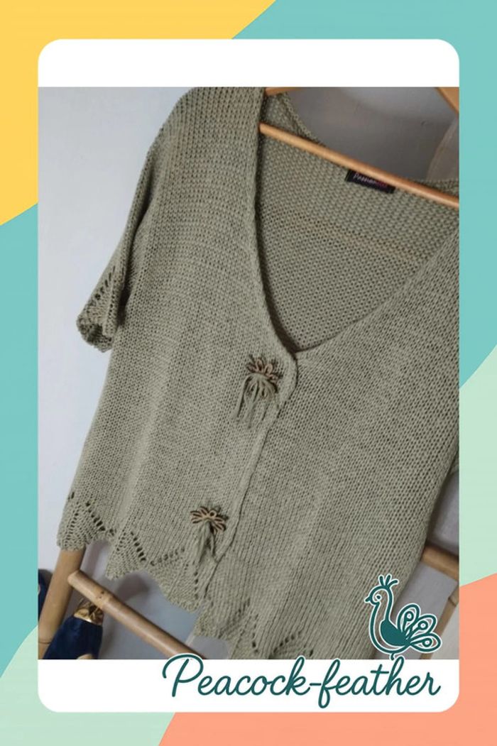 Pull vert mailles passionelle TU - photo numéro 2