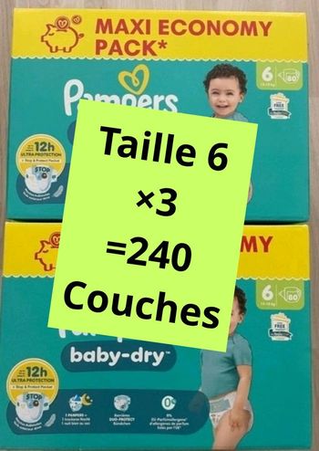 Couches pampers taille 6   ×3