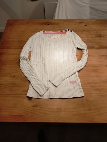 Pull blanc torsadé Superdry