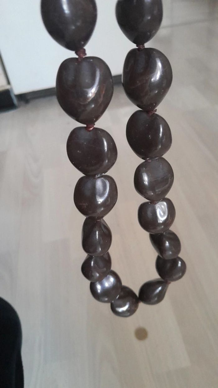 Magnifique sautoir chic réglable marron foncé - photo numéro 2