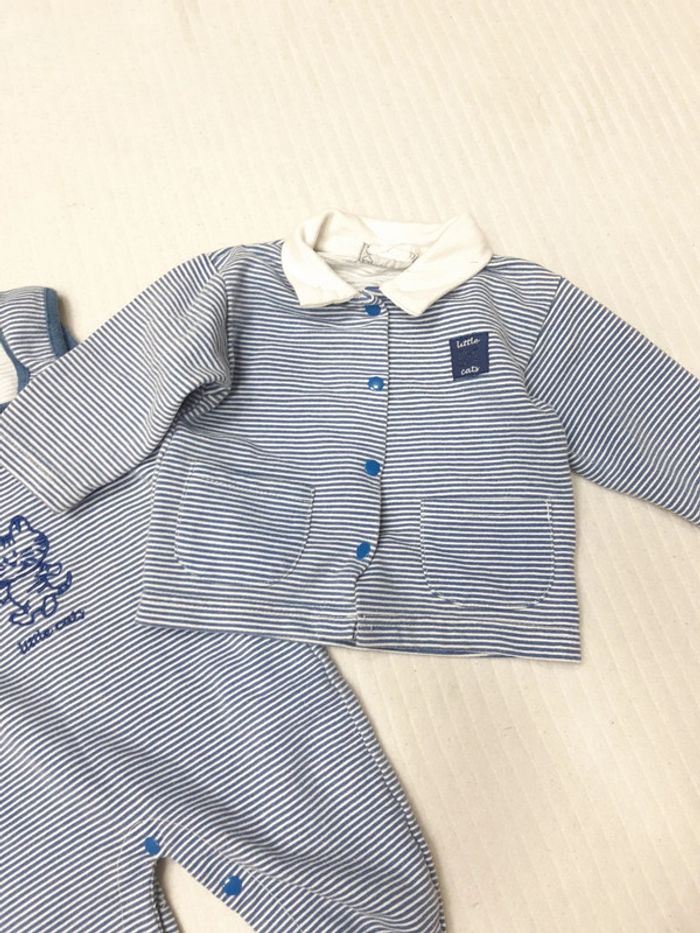 Ensemble salopette et gilet rayé 6 mois - photo numéro 3