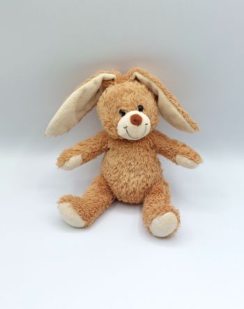 Peluche doudou lapin beige écru TOTAL Nicotoy 25 cm avec oreilles