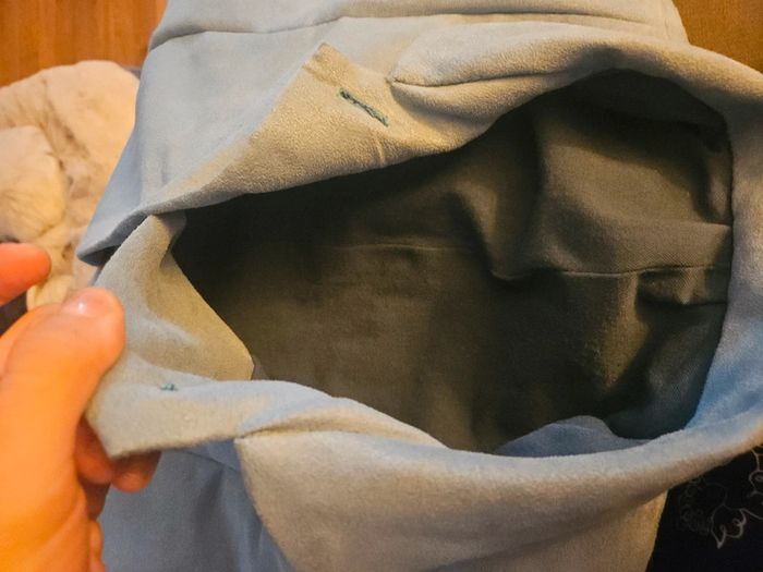 Veste / Blouson cousu main, style daim, bleu clair, taille M/L - photo numéro 8