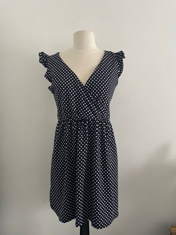 🌸Robe causal manches courtes style pin Up à pois bleu marine taille L Anna Karel 🌸