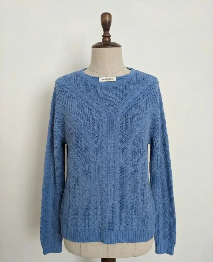 Pull bleu maille torsadée – Cache Cache – Taille S