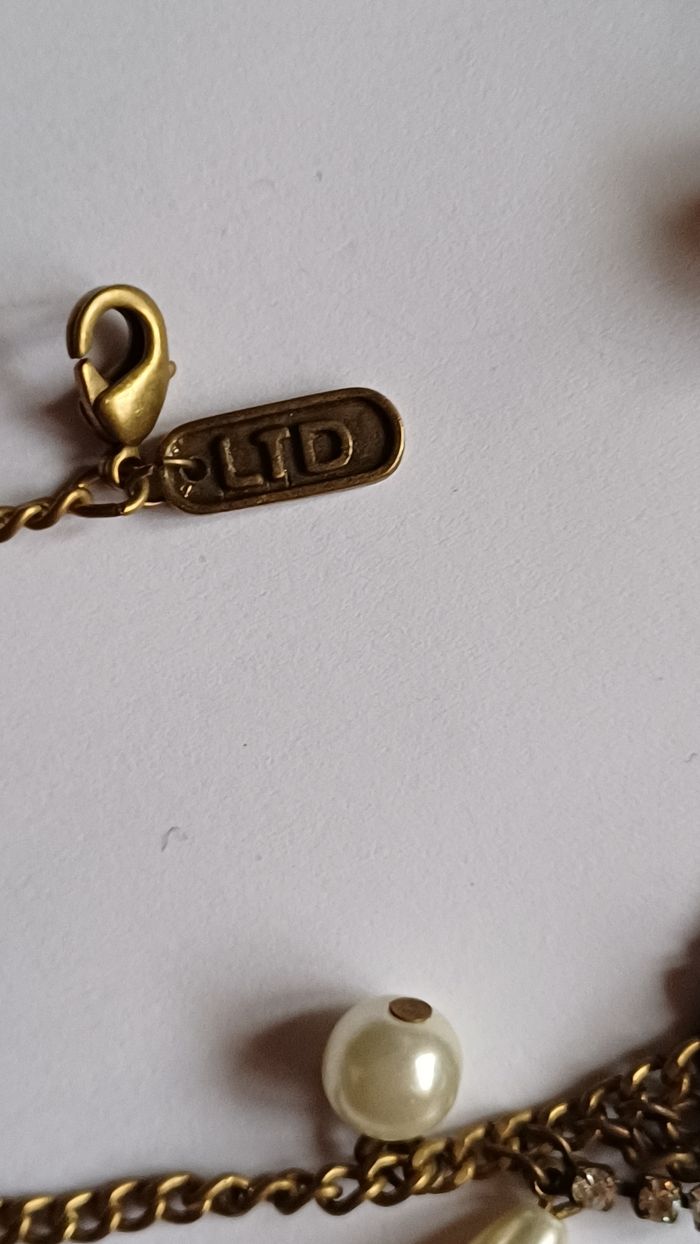 Collier vintage de style baroque  doré strass et perles - photo numéro 3