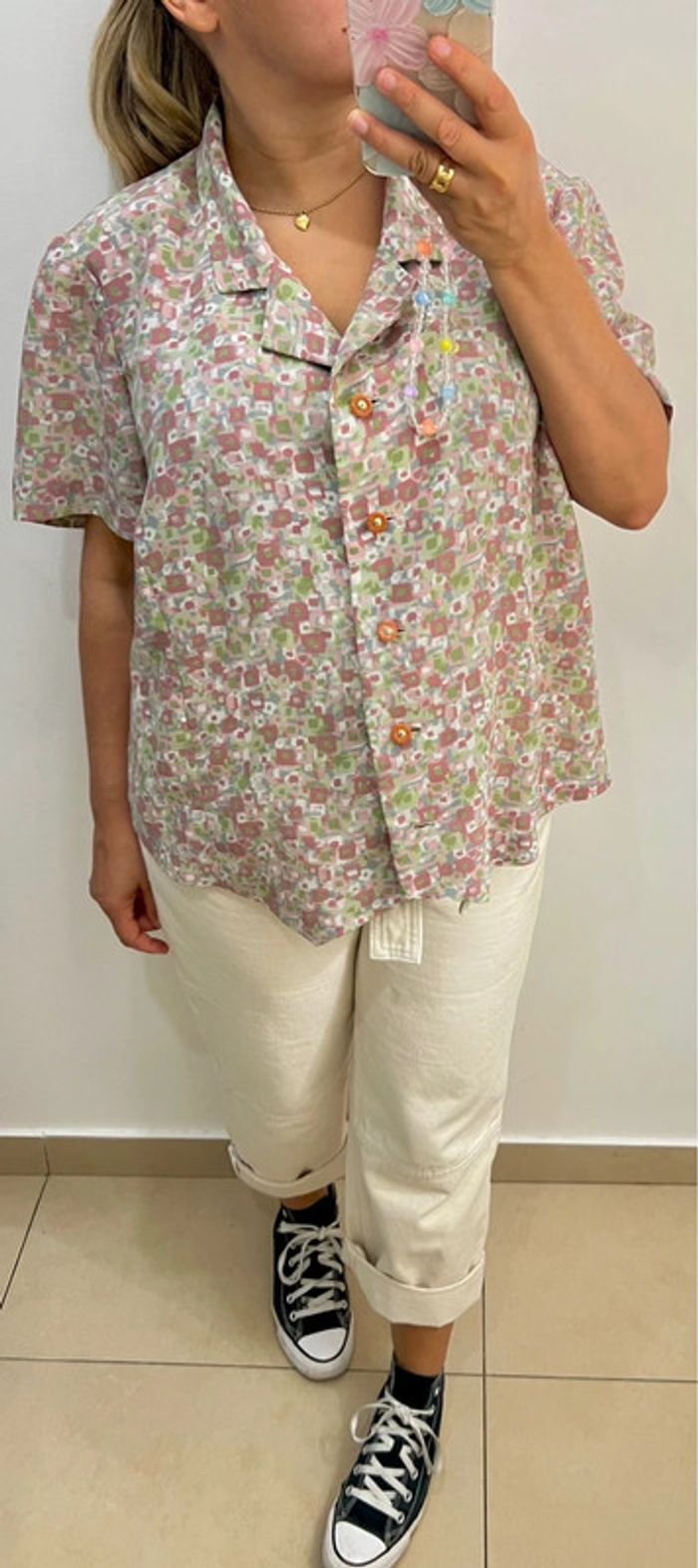 Chemise Vintage À Manches Courtes Imprimée Taille 44 - photo numéro 5