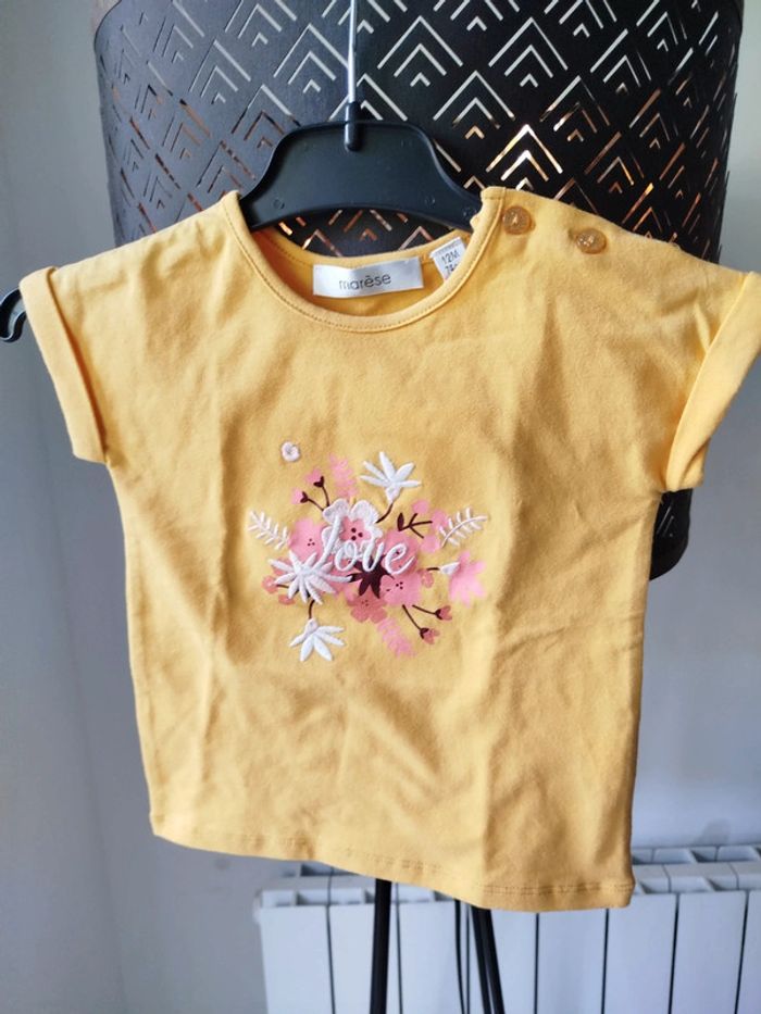 #tee shirt#jaune#motif fleuri - photo numéro 3