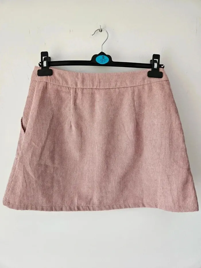 Mini-jupe en velours côtelé rose pâle Hein taille 38/M - photo numéro 3