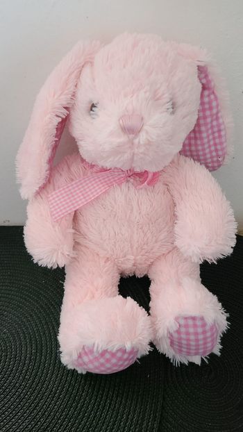 doudou lapin rose vichy rose blanc keel toys
