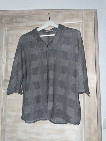 Chemisier gris à carreaux Mango