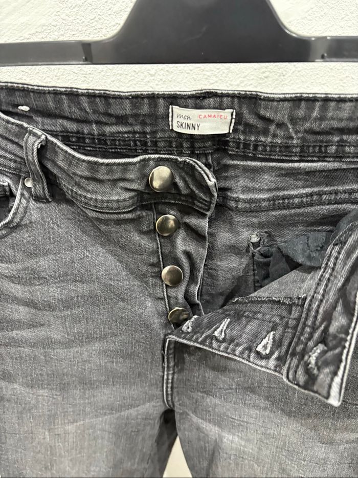 Jean skinny noir effet délavé en coton Camaïeu - Taille 40 - photo numéro 6