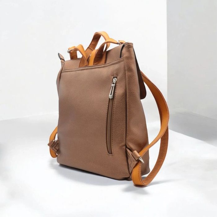 Sac à dos flora co marron brillant et camel - photo numéro 2