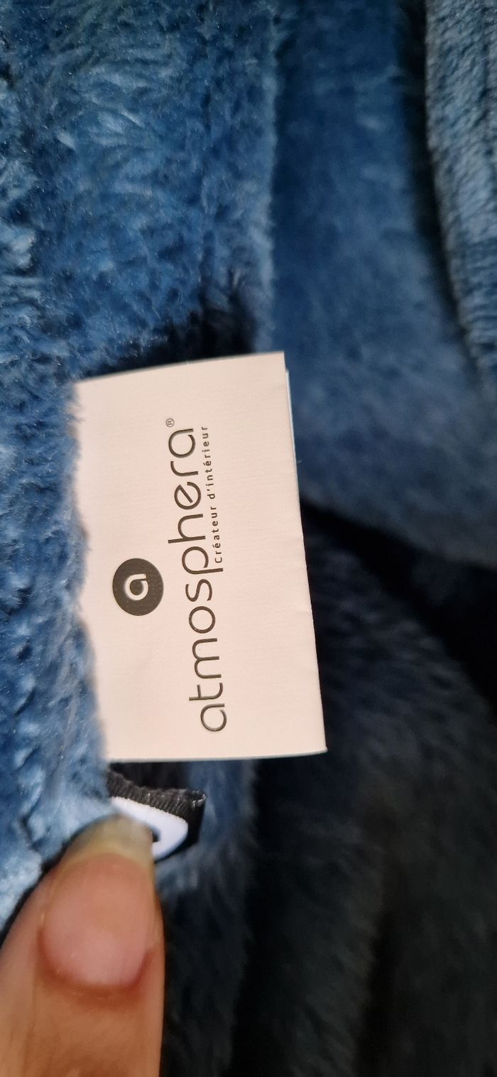 Plaid atmosphera bleu égéen 180x130 jamais servi - photo numéro 3