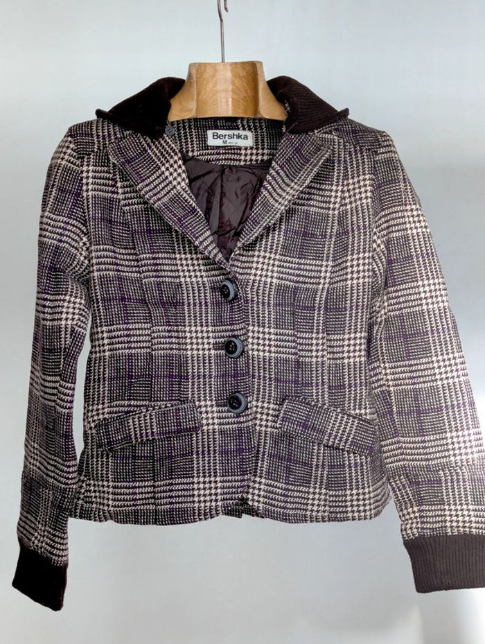 Blazer court à carreaux Bershka – Style preppy vintage