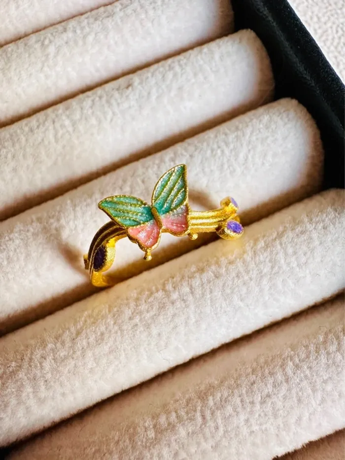 Bague papillon en émail – fabrication artisanale vietnamienne - photo numéro 2