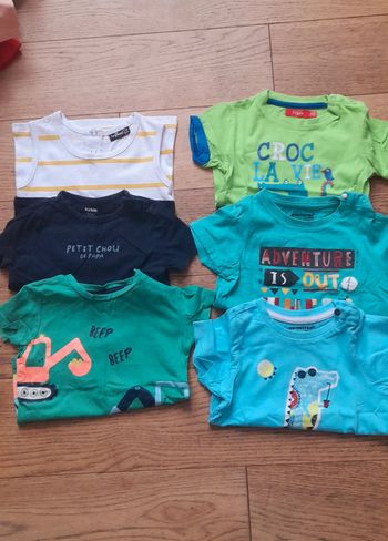 Lot 6 tee shirt garcon 12 mois tres bon etat printemps ete