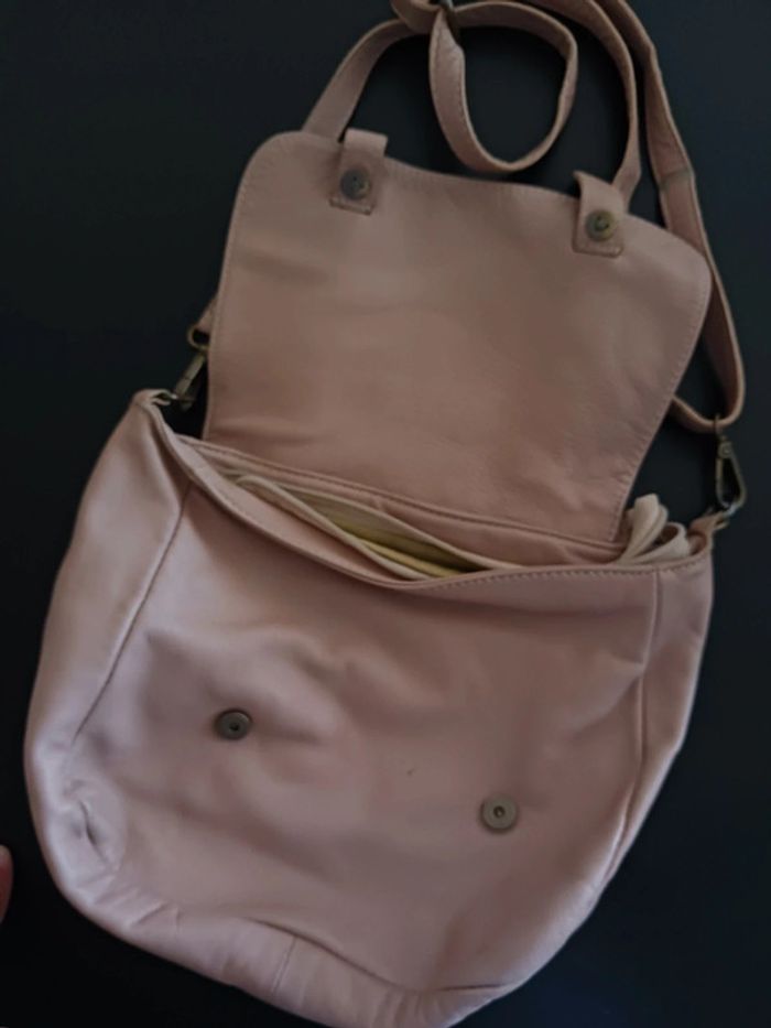 Sac a bandoulière en cuir beige - the genuine leather - photo numéro 3