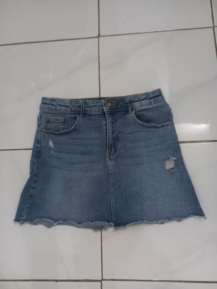 Jupe jen fille zara taille 11/12 ans couleur bleu clair en coton poches devant et arriere - photo numéro 8
