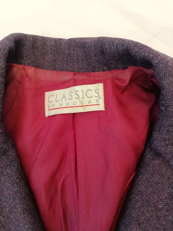 Veste blazer court prune en laine vintage Classic by Haggar - photo numéro 3