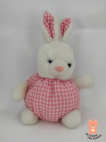 Peluche Lapin blanc vichy Blanc Rose Pampers