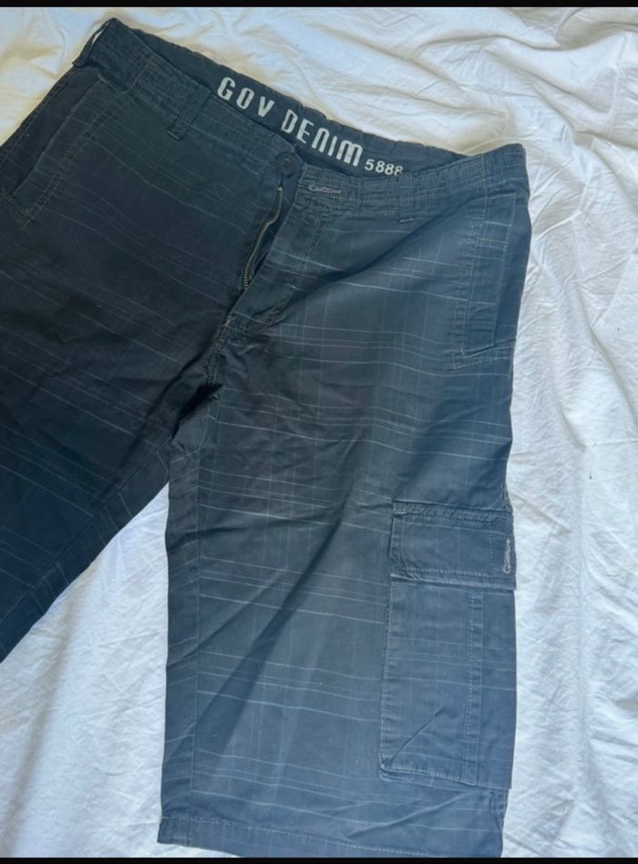 Bermuda pantacourt cargo noir et bleu foncé denim - photo numéro 2