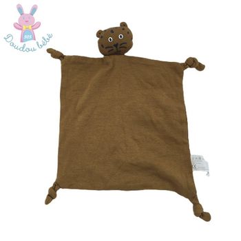 Doudou plat Tigre Lion lange naturel marron BOUT'CHOU MONOPRIX