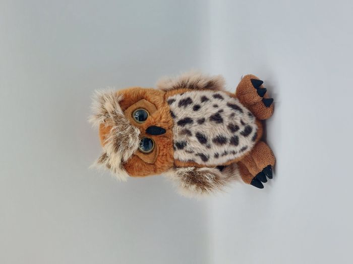 Peluche doudou hibou chouette LASCAR marron beige noir 20 cm
