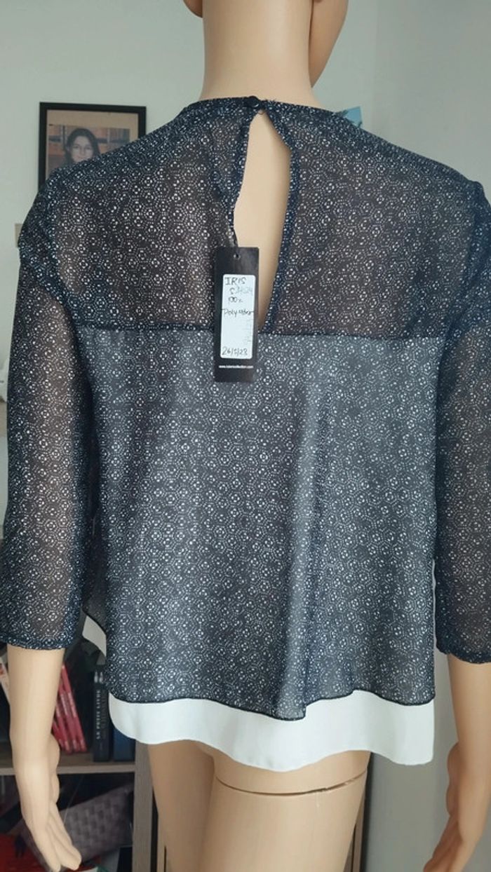 Blouse noire et blanche femme taille s - photo numéro 9