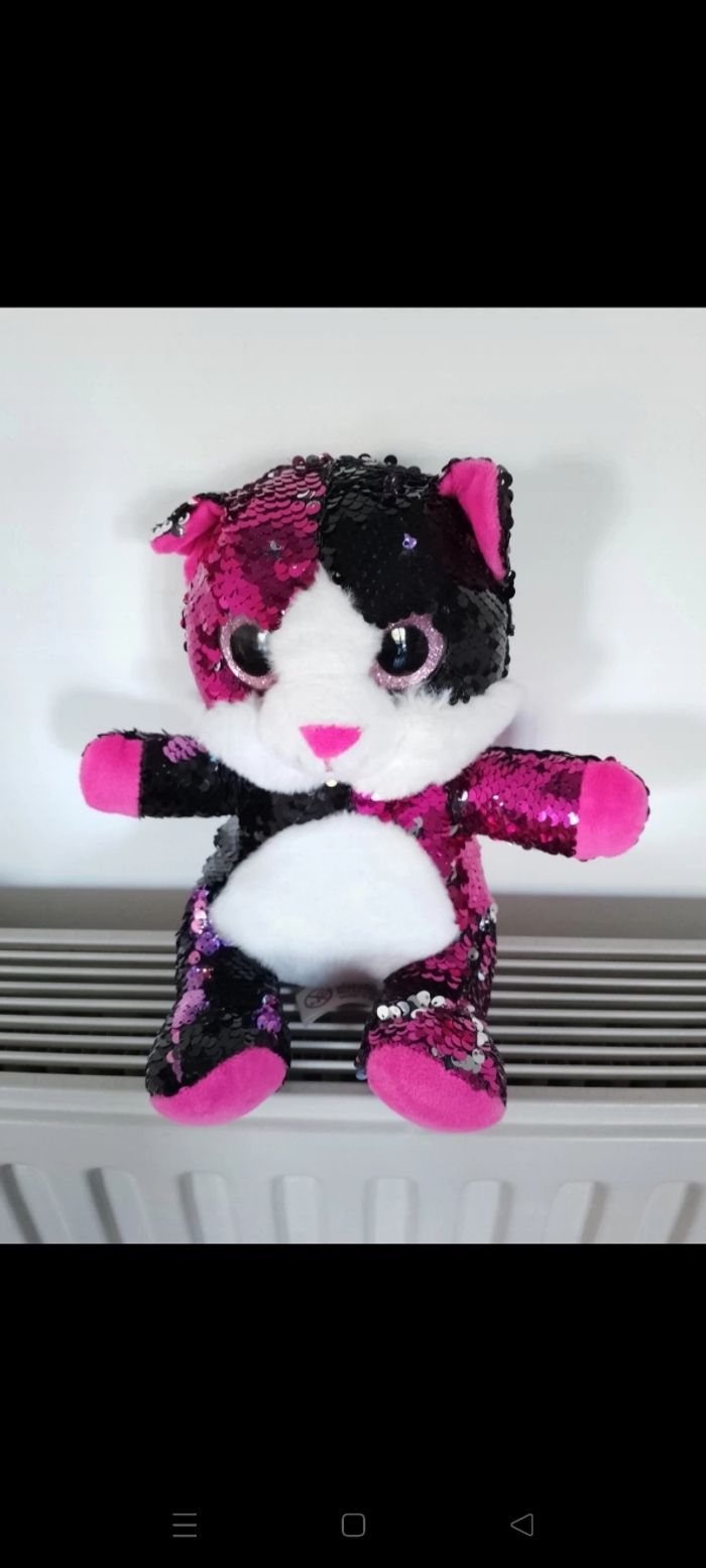 Peluche chat sequins