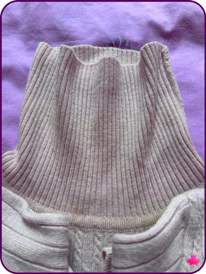 Pull Col Roulé Rose Poudré FéLINO - Maille Côtelée et Tressée - Taille S/M - photo numéro 8