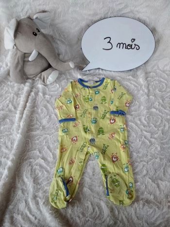 Pyjama grenouillère coton été Garçon 3 mois Monstre Extraterrestre Pik Ouic 100% coton
