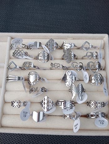 Bagues argent acier inoxydable, neuves