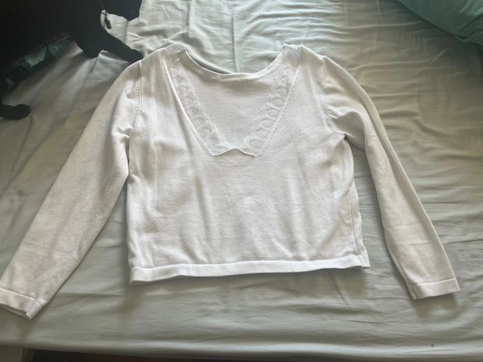 Pull blanc décolleté - photo numéro 2