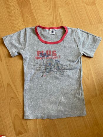 Beau maillot de corps gris et rose PETIT BATEAU T. 8 ans/128 cm fille TBE