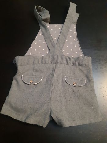 Salopette short grise pois bébé 2 ans 24 mois fille