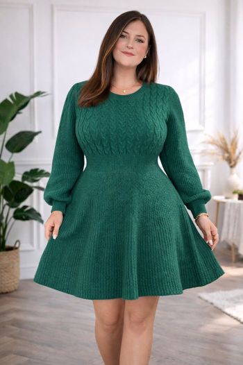 Robe pull d hiver maille torsadée vert sapin éclatant Femme taille 52 marque Asos 💍 