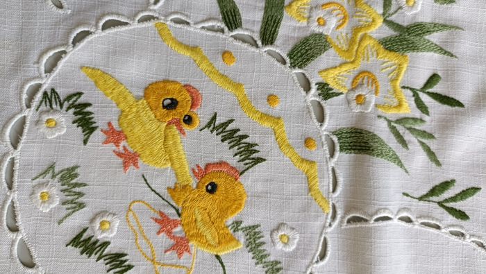 Nappe carrée poussin/Pâques + 4 serviettes - photo numéro 6