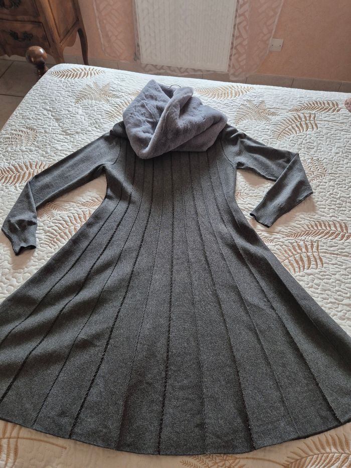 Robe en laine grise femme