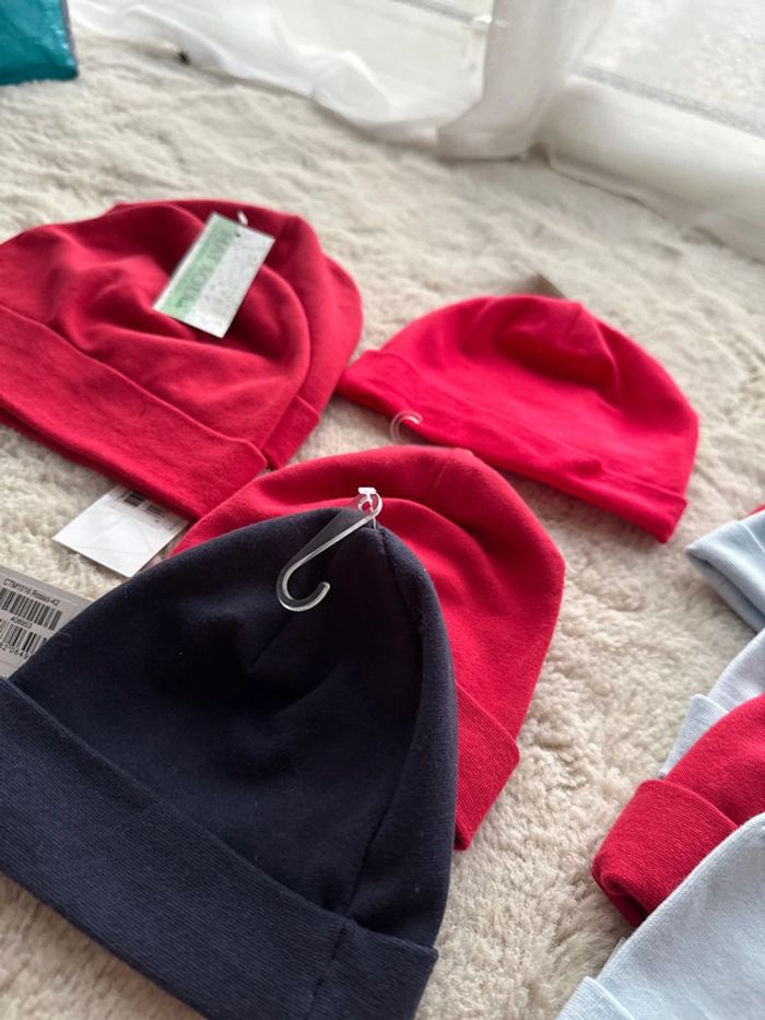 👶🍼Lot 10 bonnets bébé naissance -neuf avec étiquette -100%coton-lot revendeur - photo numéro 6
