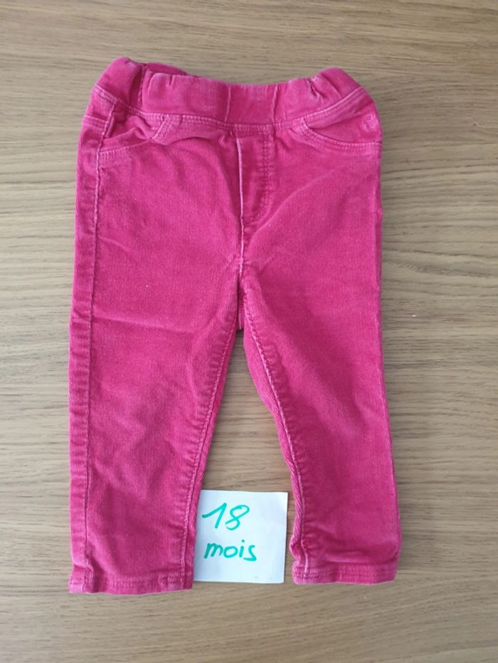 Pantalon sans bouton velours côtelé fushia