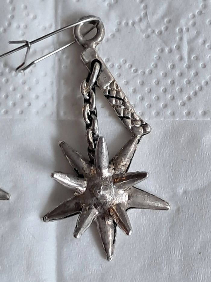 Boucles d'oreilles pendantes vintage masse d arme - photo numéro 5
