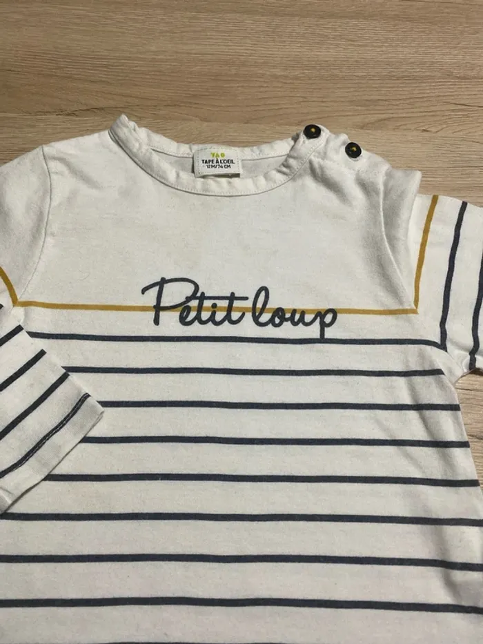 Tee-shirt manche longue rayé hiver bébé garçon 12 mois Tape à l’œil - photo numéro 2