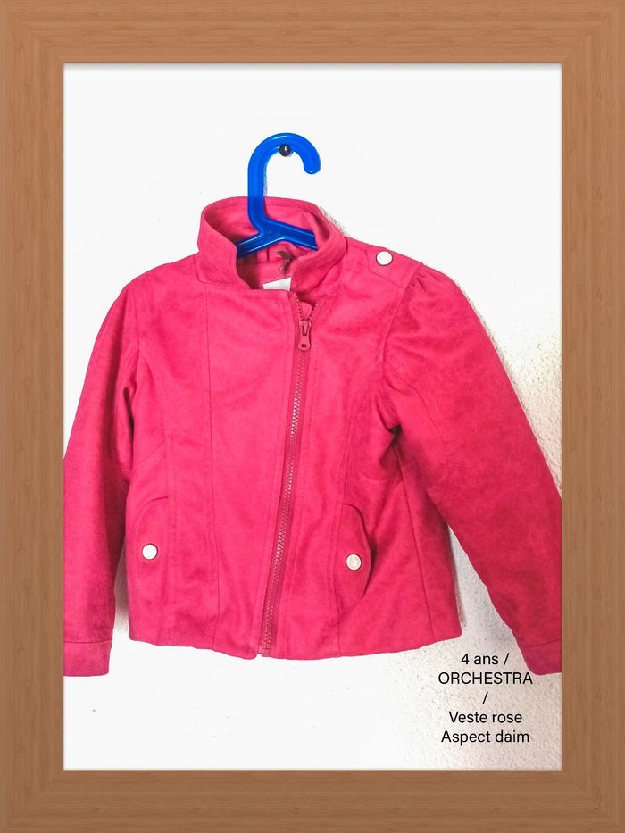 4 ans orchestra veste blouson rose style perfecto aspect daim toutes saisons /Excellent état - photo numéro 2