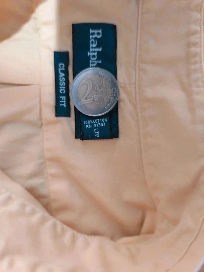 Chemise manches longues - Ralph Lauren - Classic Fit - Logo brodé marine - Jaune - Taille XL - photo numéro 9